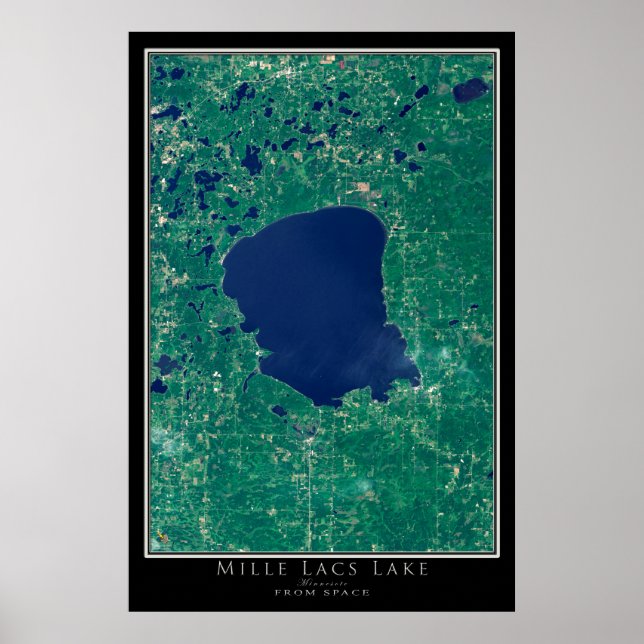 Affiche Carte de l'affiche satellite du lac Mille Lacs Min (Devant)