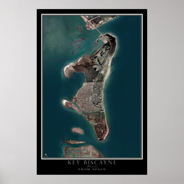Affiche Carte de l'affiche satellite Key Biscayne Florida (Devant)
