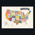 Affiche Carte de l'affiche USA XL<br><div class="desc">Taille XL Carte de l'affiche USA en haute résolution Illustration originale en couleurs chatoyantes,  parfaite pour les chambres enfants ou les chambres de classe</div>
