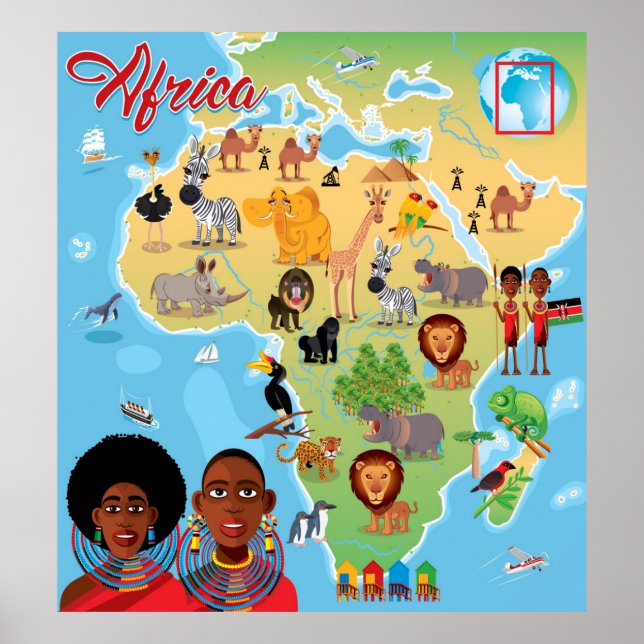Affiche Carte de l'Afrique (Devant)