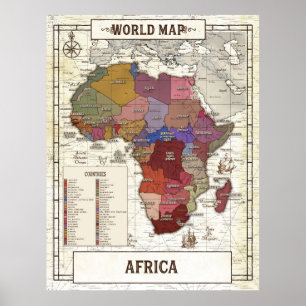 Affiche Carte De L'Afrique