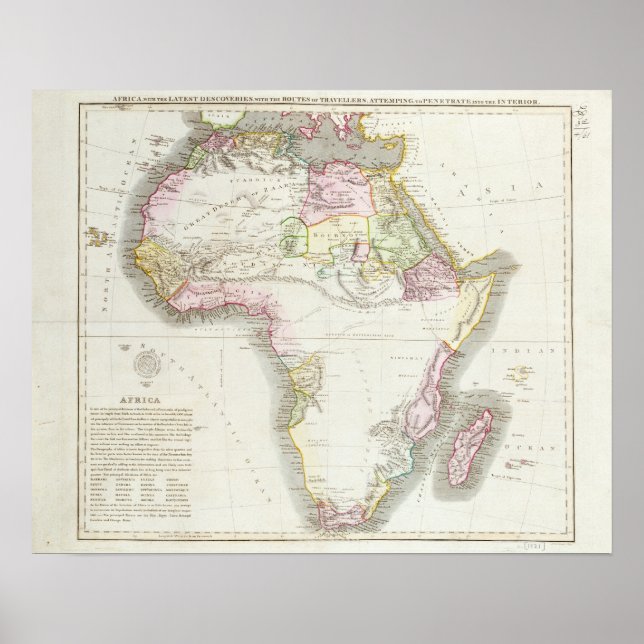 Affiche Carte de l'Afrique, 1821 (Devant)