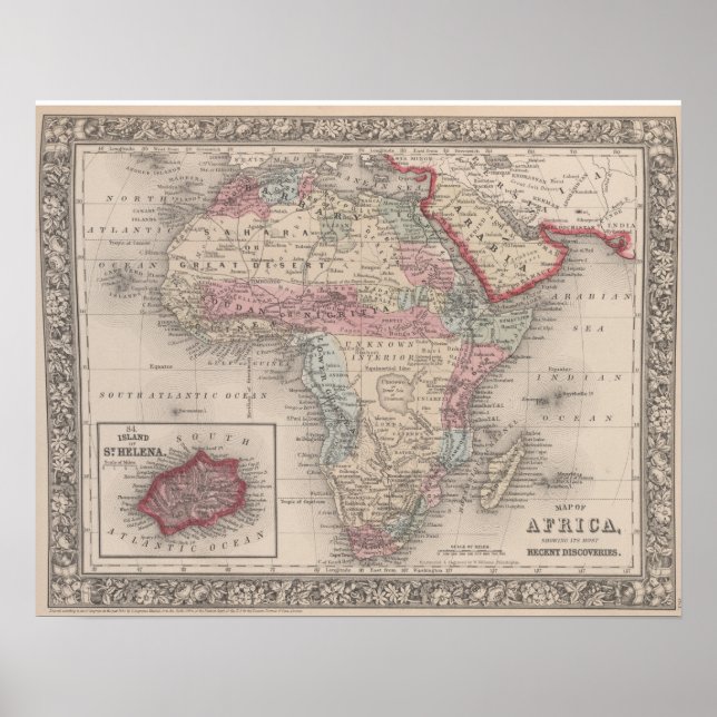 Affiche Carte de l'Afrique avec Sainte-Hélène (Devant)