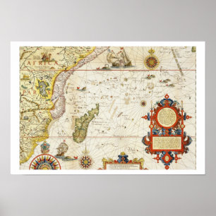 Affiche Carte de l'Afrique de l'Est et de Madagascar, 1596