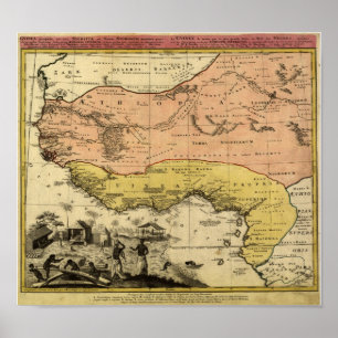 Affiche Carte de l'Afrique de l'Ouest 1743