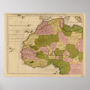 Affiche Carte de l'Afrique de l'Ouest (c 1718)