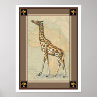 Carte de l'Afrique et une girafe