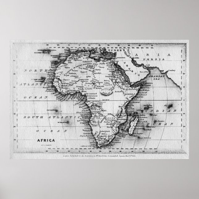 Affiche Carte de l'Afrique | Gravé par Thomas Stirling (Devant)