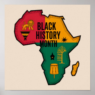 Affiche Carte de l'Afrique Mois de l'histoire noire