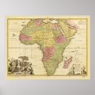 Affiche Carte de l'Afrique par John Senex (1725)