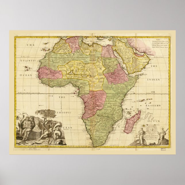Affiche Carte de l'Afrique par John Senex (1725) (Devant)