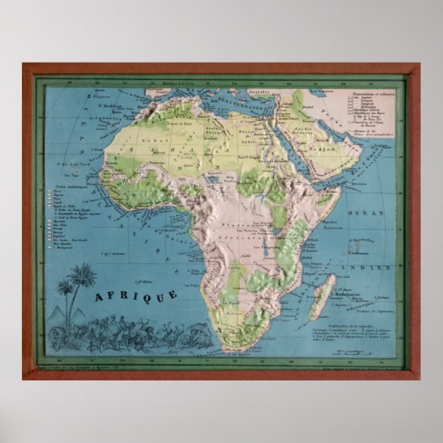 Affiche Carte de l'Afrique vintage (1865) continent africa (Devant)