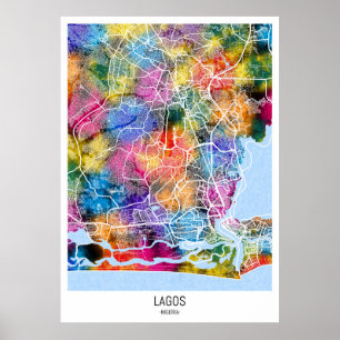 Affiche Carte de Lagos Nigeria