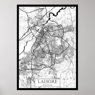 Affiche Carte de Lahore Pakistan