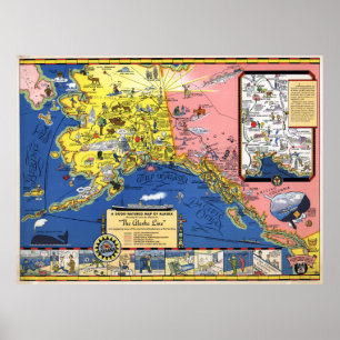 Affiche Carte de l'Alaska