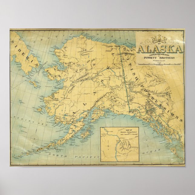 Affiche Carte De L'Alaska (Devant)