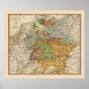 Affiche Carte de l'Allemagne (1855)