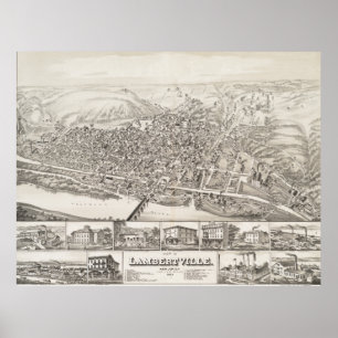 Affiche Carte de Lambertville, New Jersey en 1883