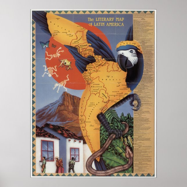 Affiche Carte de l'Amérique du Sud (Devant)