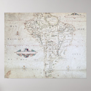 Affiche Carte de l'Amérique du Sud