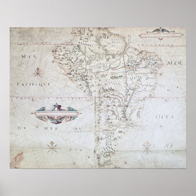 Affiche Carte de l'Amérique du Sud (Devant)