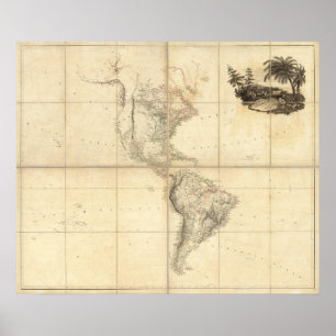 Affiche Carte de l'Amérique par A Arrowsmith