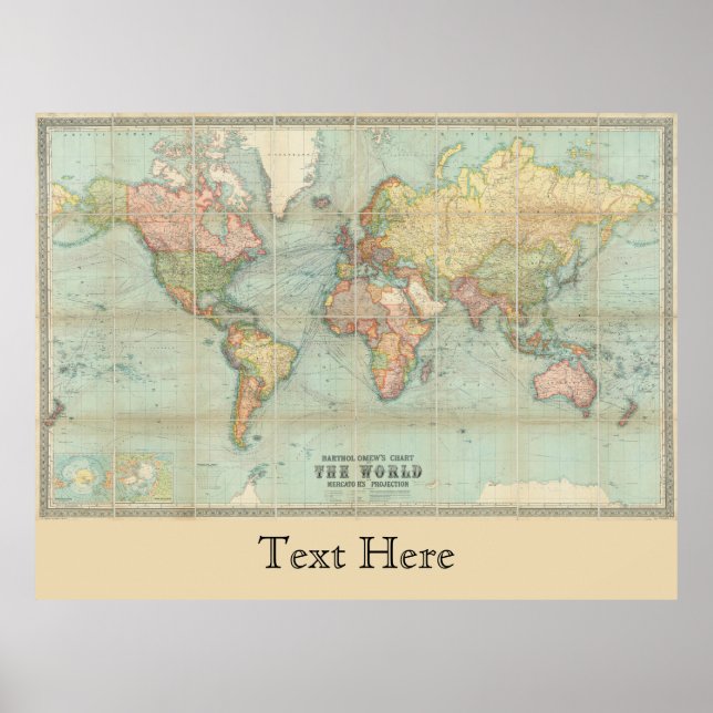 Affiche Carte de l'Ancien Monde Carte du Monde de Bartholo (Devant)