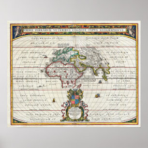 Affiche Carte de l'ancien monde de Jansson 1650