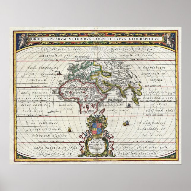 Affiche Carte de l'ancien monde de Jansson 1650 (Devant)