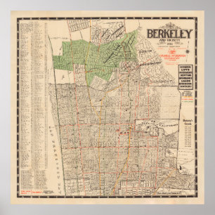 Affiche Carte de l'ancienne Berkeley (1912)