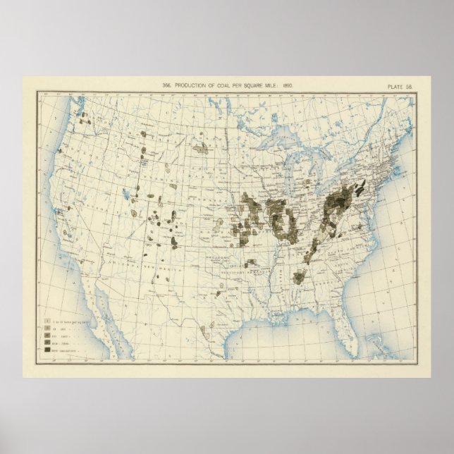 Affiche Carte de l'ancienne mine de charbon américaine (18 (Devant)