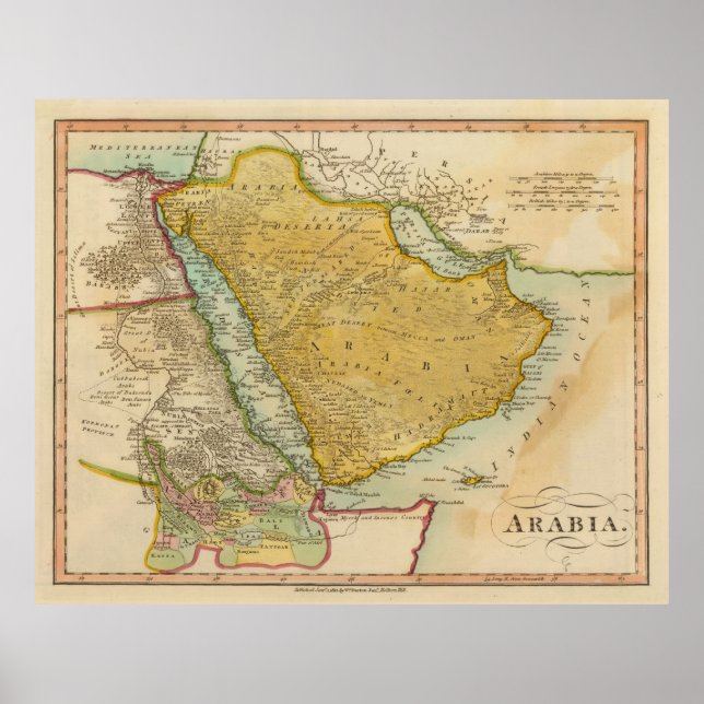 Affiche Carte de l'ancienne péninsule arabique (1912) (Devant)