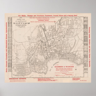 Affiche Carte de l'ancienne Père Noël Cruz CA (1909) Vinta