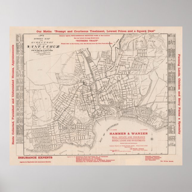 Affiche Carte de l'ancienne Père Noël Cruz CA (1909) Vinta (Devant)