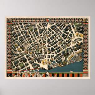 Affiche Carte de l'Angleterre du Vieux-Londres (1915) Capi