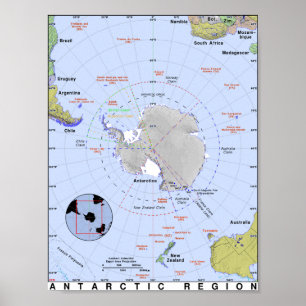 Affiche Carte de l'Antarctique