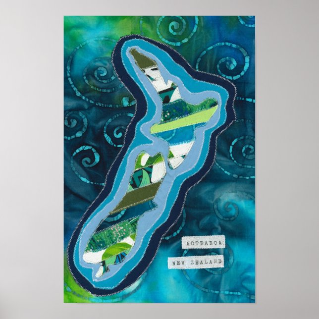 Affiche Carte de l'art textile d'Aotearoa Nouvelle-Zélande (Devant)