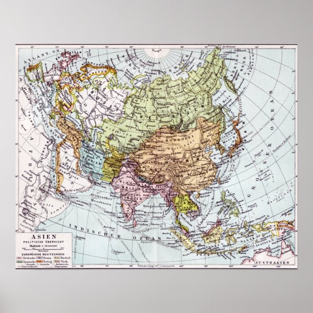 Affiche Carte de l'Asie au XIXe siècle (Devant)