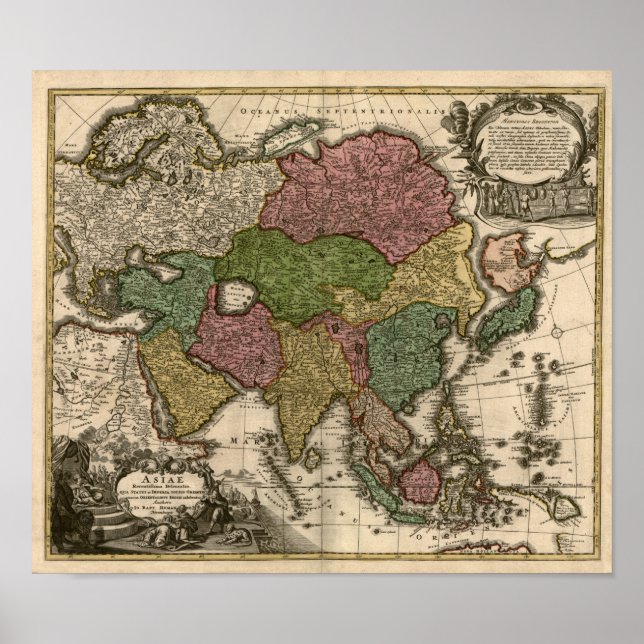 Affiche Carte de l'Asie des années 1700 (Devant)