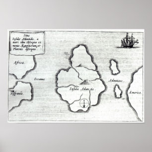 Affiche Carte de l'Atlantide, de 'Mundus Subterraneus