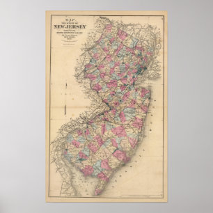 Affiche Carte de l'Atlas du New Jersey