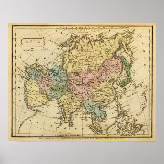 Affiche Carte de l'Atlas en Asie (Devant)
