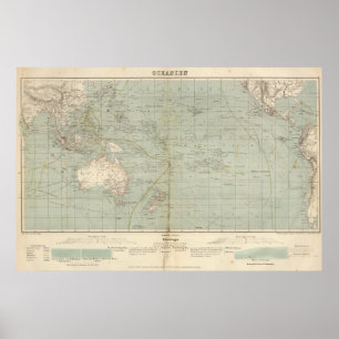 Affiche Carte de l'Atlas océanique