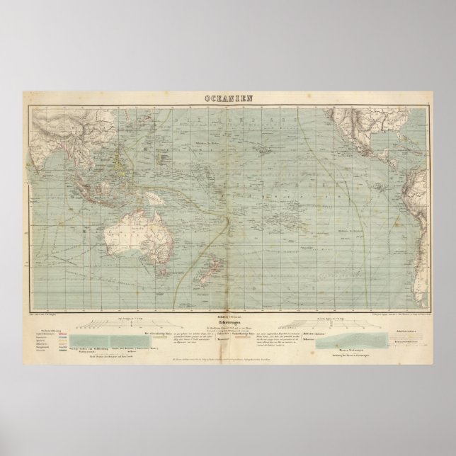 Affiche Carte de l'Atlas océanique (Devant)