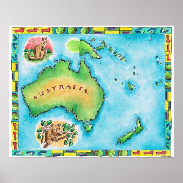 Affiche Carte de l'Australie (Devant)