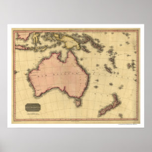 Affiche Carte de l'Australie Asie par John Pinkerton 1818