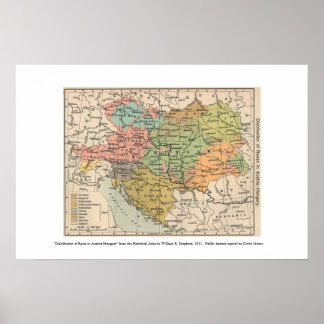 Affiche carte de l'autriche hongrie 1911