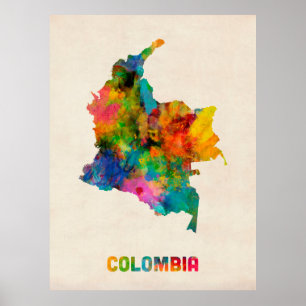 Affiche Carte de l'eau en Colombie