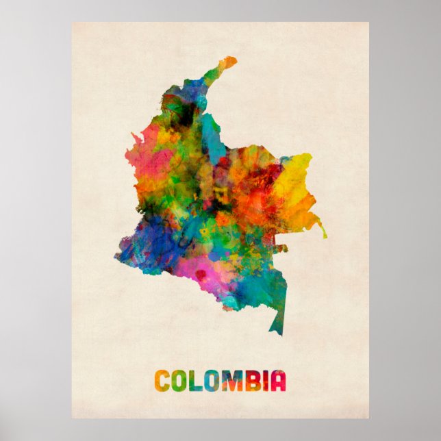 Affiche Carte de l'eau en Colombie (Devant)