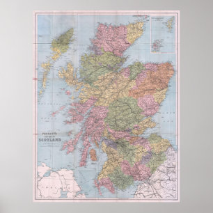 Affiche Carte de l'Ecosse